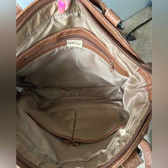 Multi-Sac Brown Vegan Pebbled Leather Purse with lots of storage spaces - Picture 6 of 13